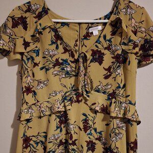 Mustard Yellow Floral Dress